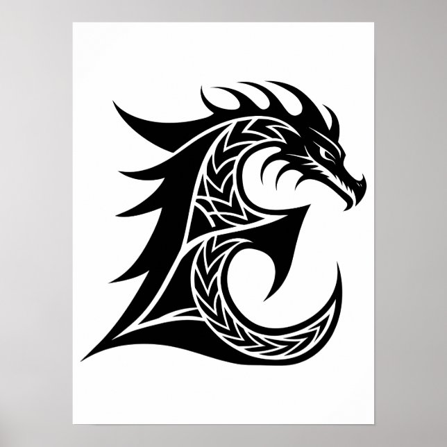 Drache gestalteter Buchstabe E, Drachenalphabet, M Poster (Vorne)