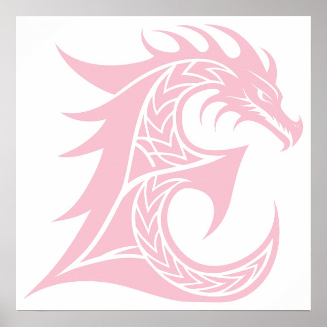 Drache gestalteter Buchstabe E, Drachenalphabet, M Poster (Vorne)