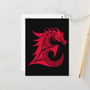 Drache gestalteter Buchstabe E, Drachenalphabet, M Postkarte