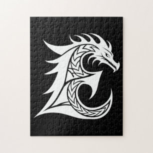 Drache gestalteter Buchstabe E, Drachenalphabet, M Puzzle