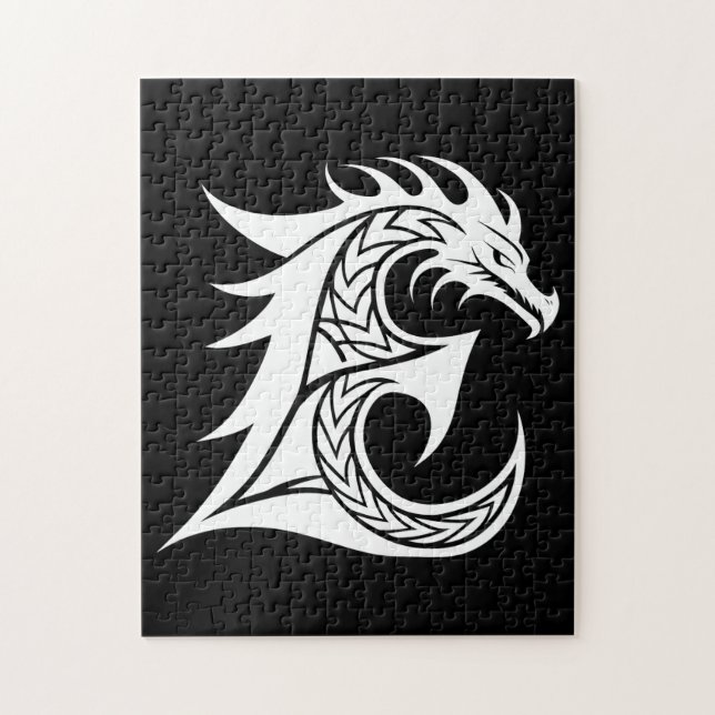 Drache gestalteter Buchstabe E, Drachenalphabet, M Puzzle (Vertikal)