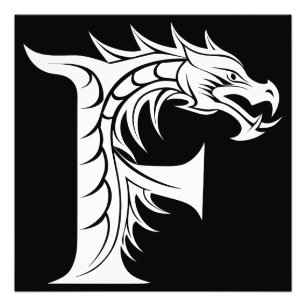 Drache gestalteter Buchstabe F, Drachenalphabet, M Fotodruck