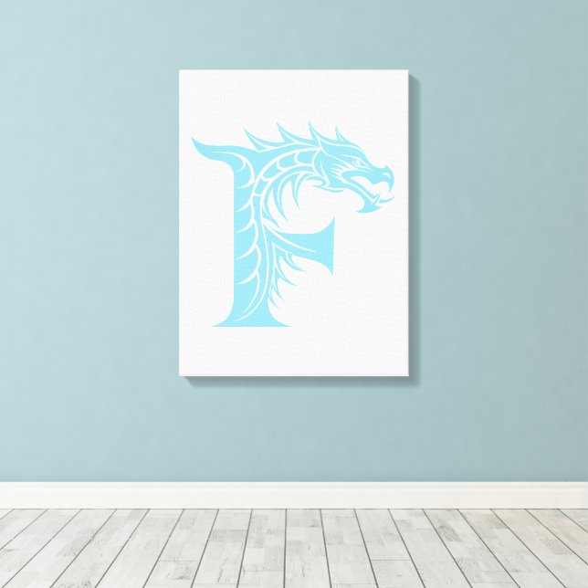 Drache gestalteter Buchstabe F, Drachenalphabet, M Leinwanddruck (Insitu (Holzboden))