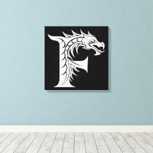 Drache gestalteter Buchstabe F, Drachenalphabet, M Leinwanddruck