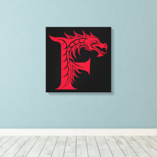 Drache gestalteter Buchstabe F, Drachenalphabet, M Leinwanddruck