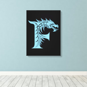 Drache gestalteter Buchstabe F, Drachenalphabet, M Leinwanddruck