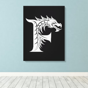 Drache gestalteter Buchstabe F, Drachenalphabet, M Leinwanddruck