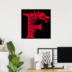 Drache gestalteter Buchstabe F, Drachenalphabet, M Poster