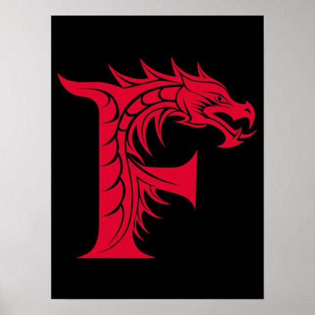 Drache gestalteter Buchstabe F, Drachenalphabet, M Poster (Vorne)