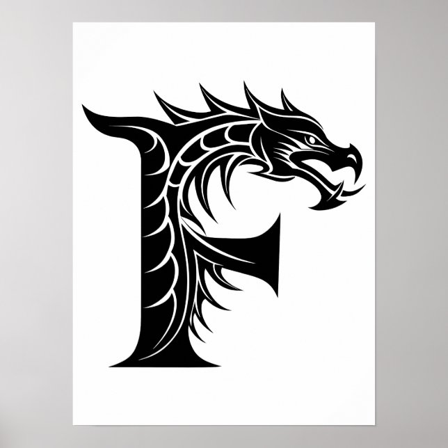 Drache gestalteter Buchstabe F, Drachenalphabet, M Poster (Vorne)