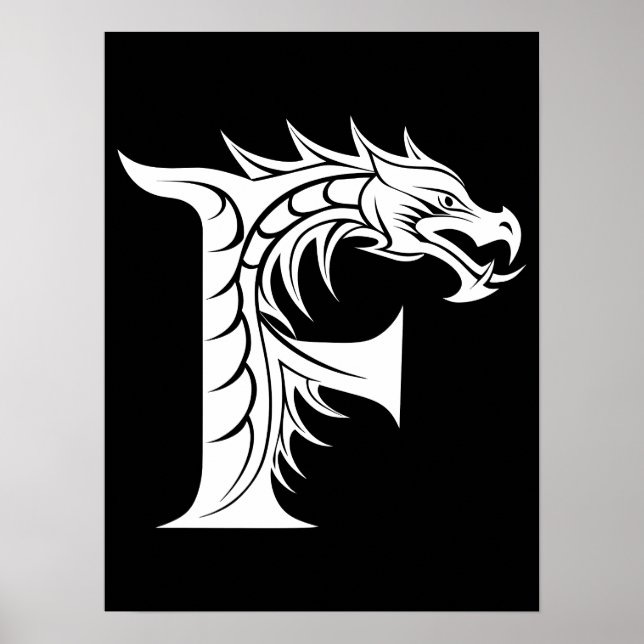Drache gestalteter Buchstabe F, Drachenalphabet, M Poster (Vorne)