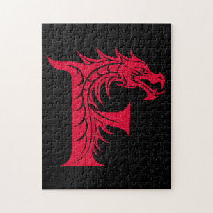 Drache gestalteter Buchstabe F, Drachenalphabet, M Puzzle