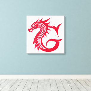 Drache gestalteter Buchstabe G, Drachenalphabet, M Leinwanddruck
