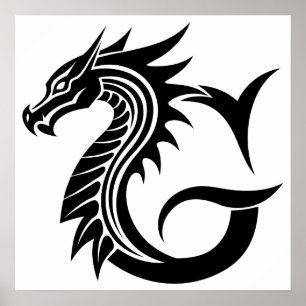 Drache gestalteter Buchstabe G, Drachenalphabet, M Poster