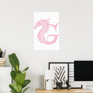 Drache gestalteter Buchstabe G, Drachenalphabet, M Poster