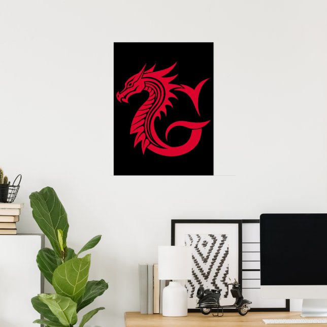Drache gestalteter Buchstabe G, Drachenalphabet, M Poster (Heimbüro)