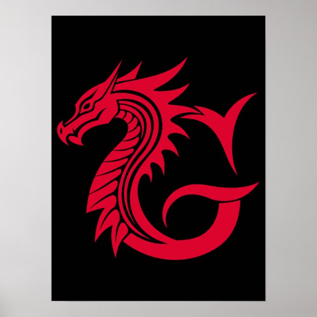 Drache gestalteter Buchstabe G, Drachenalphabet, M Poster (Vorne)