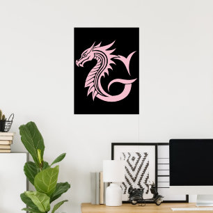 Drache gestalteter Buchstabe G, Drachenalphabet, M Poster
