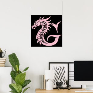 Drache gestalteter Buchstabe G, Drachenalphabet, M Poster