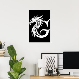 Drache gestalteter Buchstabe G, Drachenalphabet, M Poster