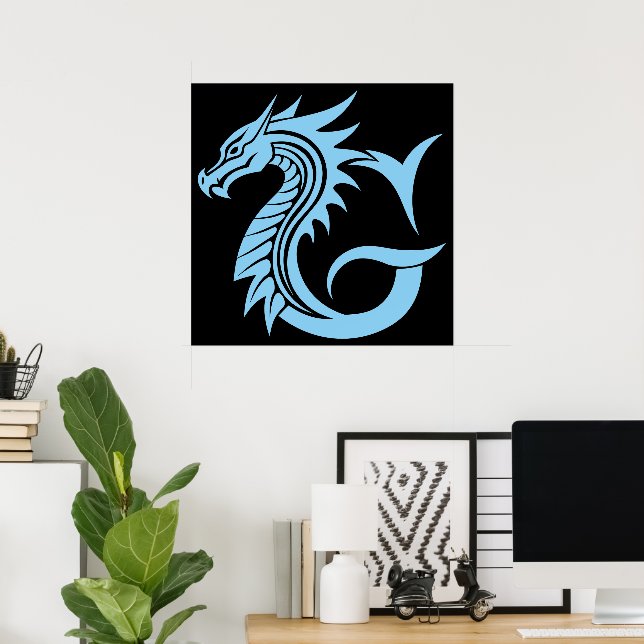 Drache gestalteter Buchstabe G, Drachenalphabet, M Poster (Heimbüro)