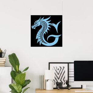 Drache gestalteter Buchstabe G, Drachenalphabet, M Poster