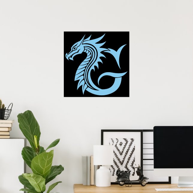 Drache gestalteter Buchstabe G, Drachenalphabet, M Poster (Heimbüro)