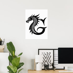 Drache gestalteter Buchstabe G, Drachenalphabet, M Poster