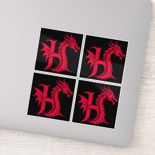 Drache gestalteter Buchstabe H, Drachenalphabet, M Aufkleber