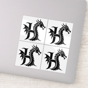 Drache gestalteter Buchstabe H, Drachenalphabet, M Aufkleber