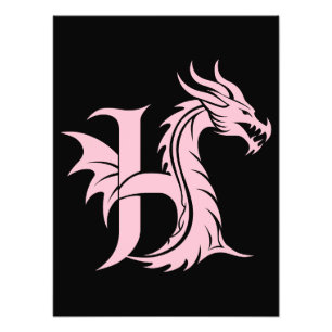 Drache gestalteter Buchstabe H, Drachenalphabet, M Fotodruck
