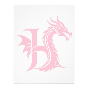 Drache gestalteter Buchstabe H, Drachenalphabet, M Fotodruck
