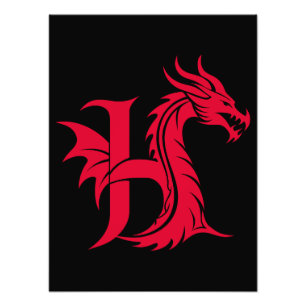 Drache gestalteter Buchstabe H, Drachenalphabet, M Fotodruck