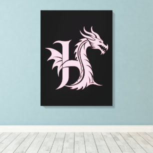 Drache gestalteter Buchstabe H, Drachenalphabet, M Leinwanddruck