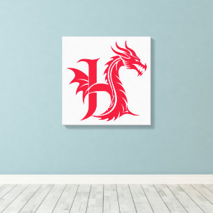 Drache gestalteter Buchstabe H, Drachenalphabet, M Leinwanddruck