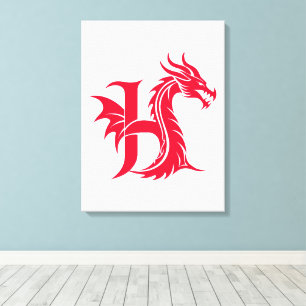 Drache gestalteter Buchstabe H, Drachenalphabet, M Leinwanddruck