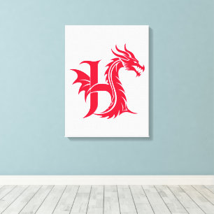 Drache gestalteter Buchstabe H, Drachenalphabet, M Leinwanddruck