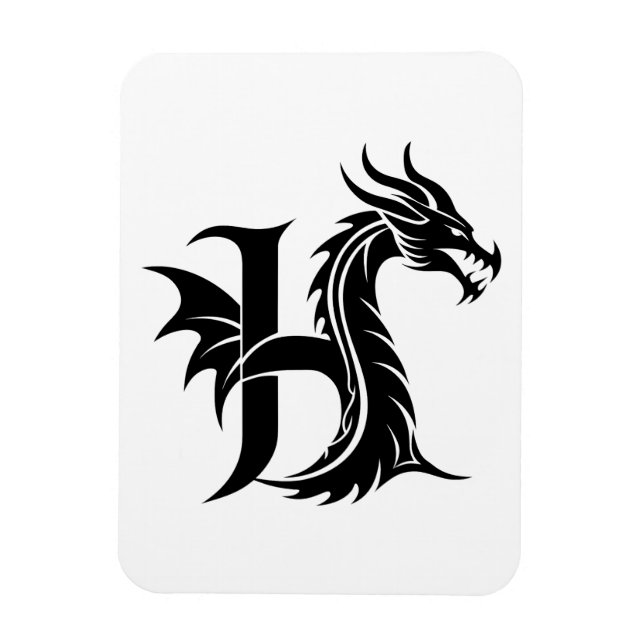 Drache gestalteter Buchstabe H, Drachenalphabet, M Magnet (Vertikal)