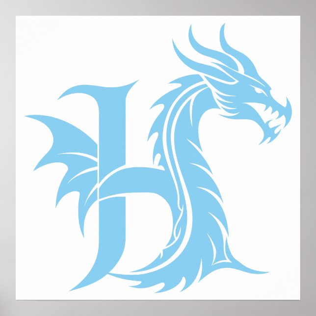 Drache gestalteter Buchstabe H, Drachenalphabet, M Poster (Vorne)