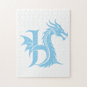 Drache gestalteter Buchstabe H, Drachenalphabet, M Puzzle