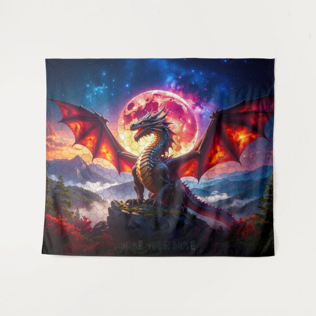 Drache Gitter 001 Wandteppich (Vorderseite (Horizontal))