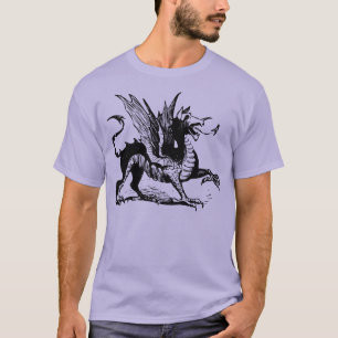 Drache Gravur - Schwarz T-Shirt