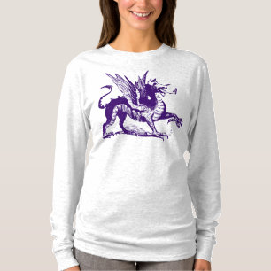 Drache Gravur - Tiefes Purpur T-Shirt
