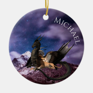 Drache Griffin Fantasy Landschaft Personalisiert Keramik Ornament