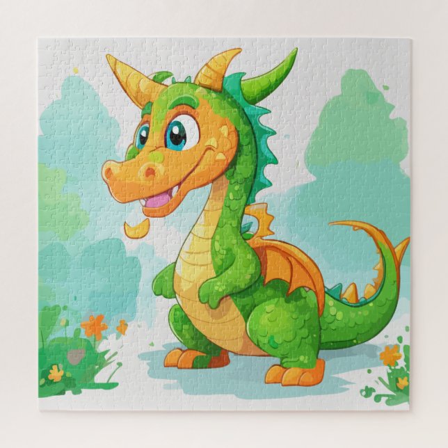 Drache grüne Kunstwerke Puzzle (Vertikal)