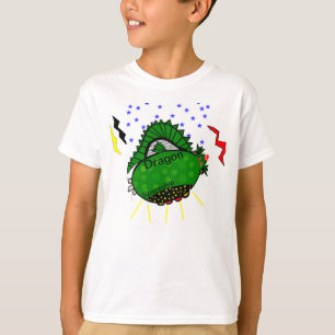 Drache Grüne Raumschiff Sterne Blitze T-Shirt