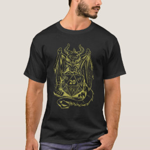 Drache hält einen RPG-Würfel Brettspiel Rollenspie T-Shirt