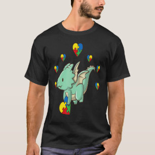 Drache Herz Puzzleteil Autismus-Bewusstsein Jungen T-Shirt