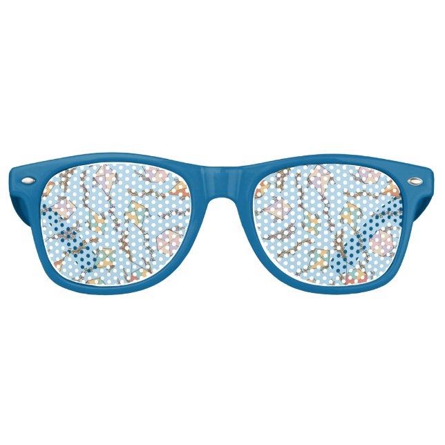 Drache Icons Muster Hellblau Partybrille (Vorderseite)