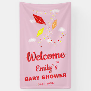 Drache im Himmel Rosa Mädchen Baby Shower Party Banner